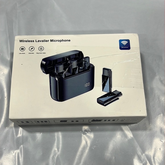 NIB - Wireless Lavalier Mini Microphone for iPhone with Charging Case (Black) - Picture 4 of 8